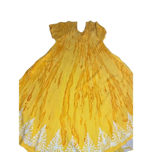 - Sakkas Women's Yellow Tie-Dye Batik Maxi Caftan Dress One Size - Picture 16 of 16